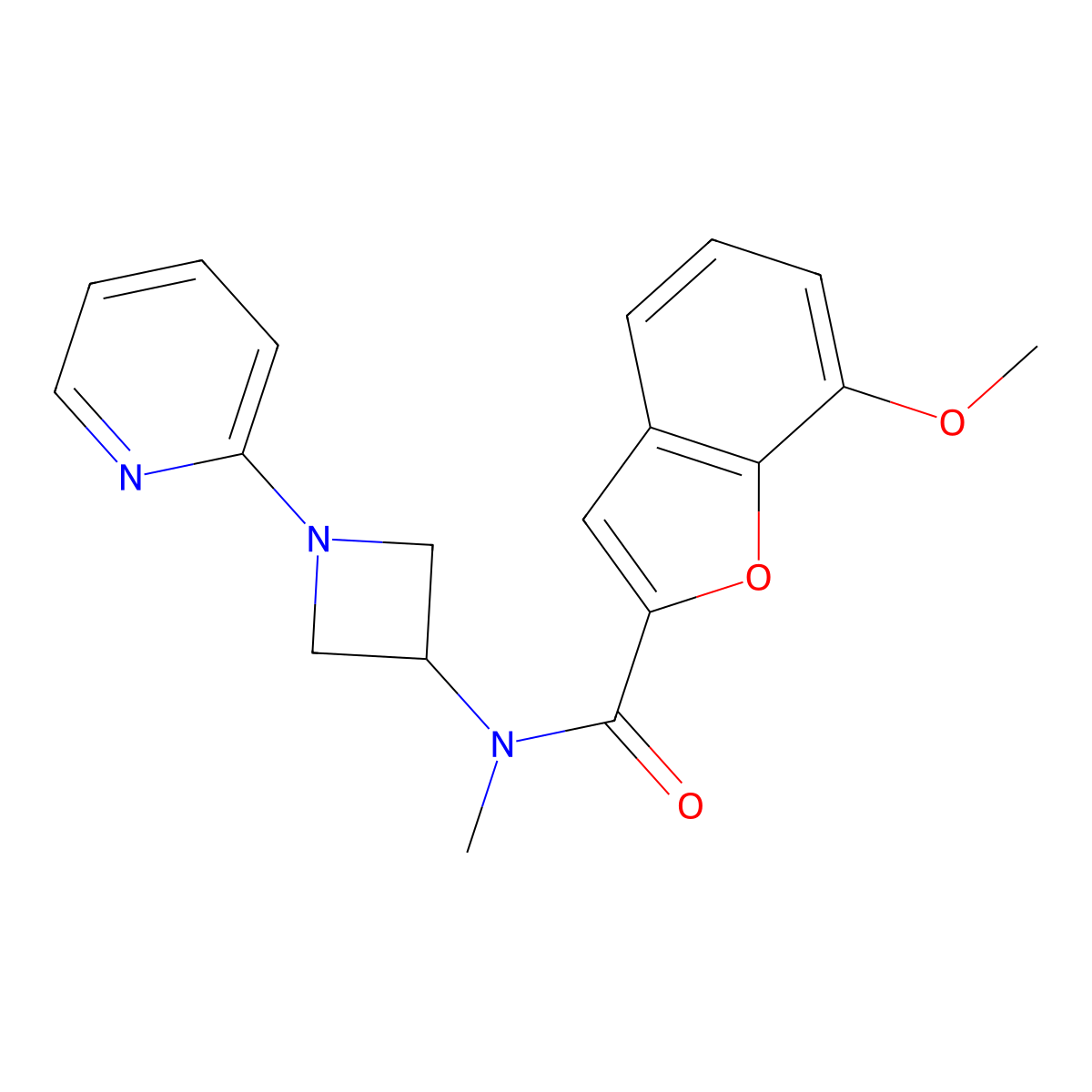7-methoxy-N-methyl-N-[1-(pyridin-2-yl)azetidin-3-yl]-1-benzofuran-2-carboxamide molecular structure, CAS 2415551-96-9