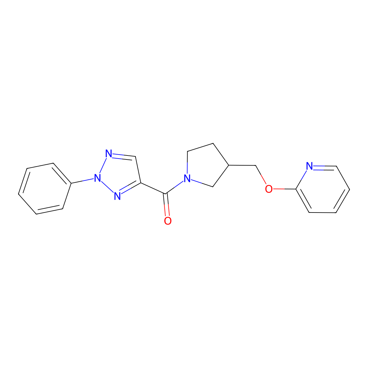 2-{[1-(2-phenyl-2H-1,2,3-triazole-4-carbonyl)pyrrolidin-3-yl]methoxy}pyridine molecular structure, CAS 2415552-03-1