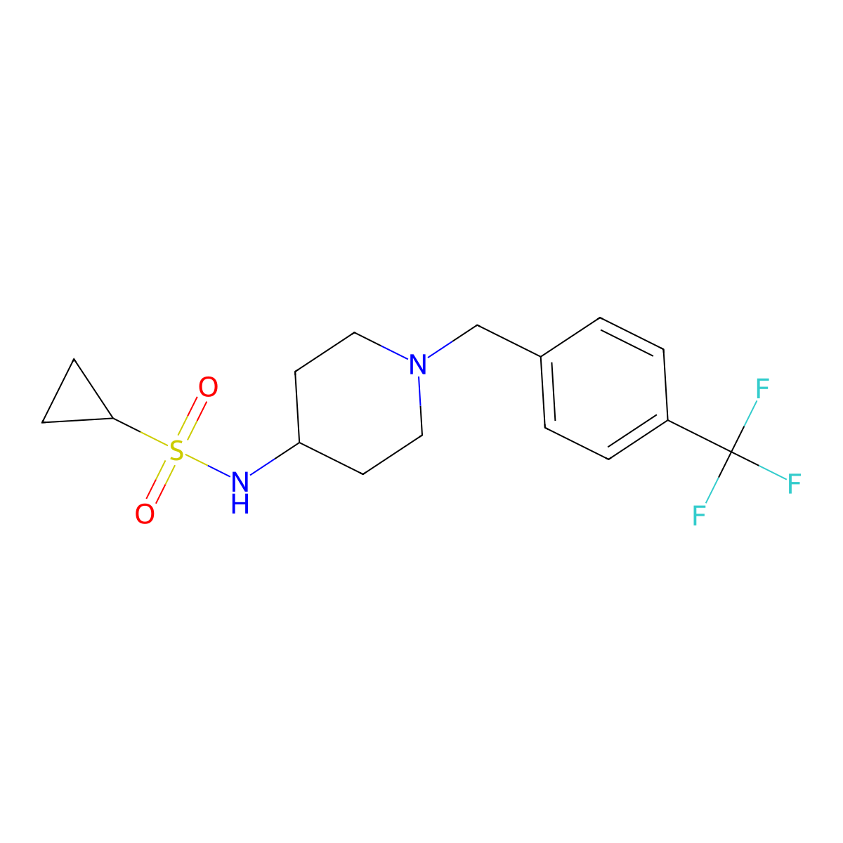 N-(1-{[4-(trifluoromethyl)phenyl]methyl}piperidin-4-yl)cyclopropanesulfonamide molecular structure, CAS 2415552-04-2