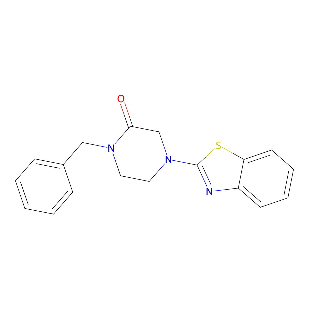 4-(1,3-Benzothiazol-2-yl)-1-benzylpiperazin-2-one molecular structure, CAS 2415552-06-4