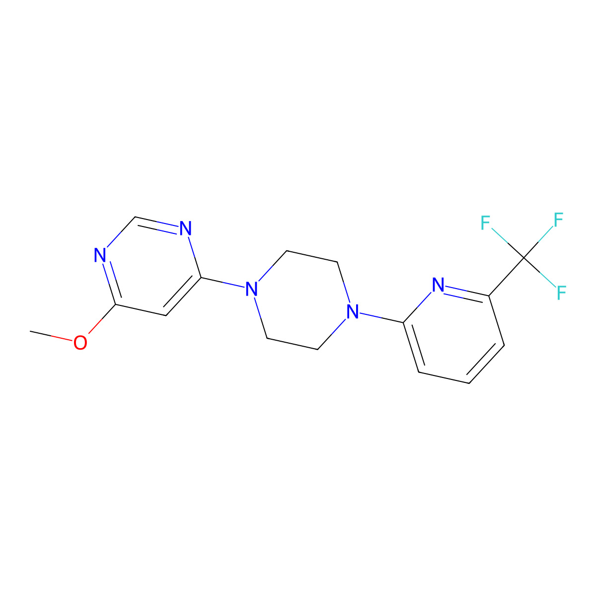 4-Methoxy-6-{4-[6-(trifluoromethyl)pyridin-2-yl]piperazin-1-yl}pyrimidine molecular structure, CAS 2415552-09-7