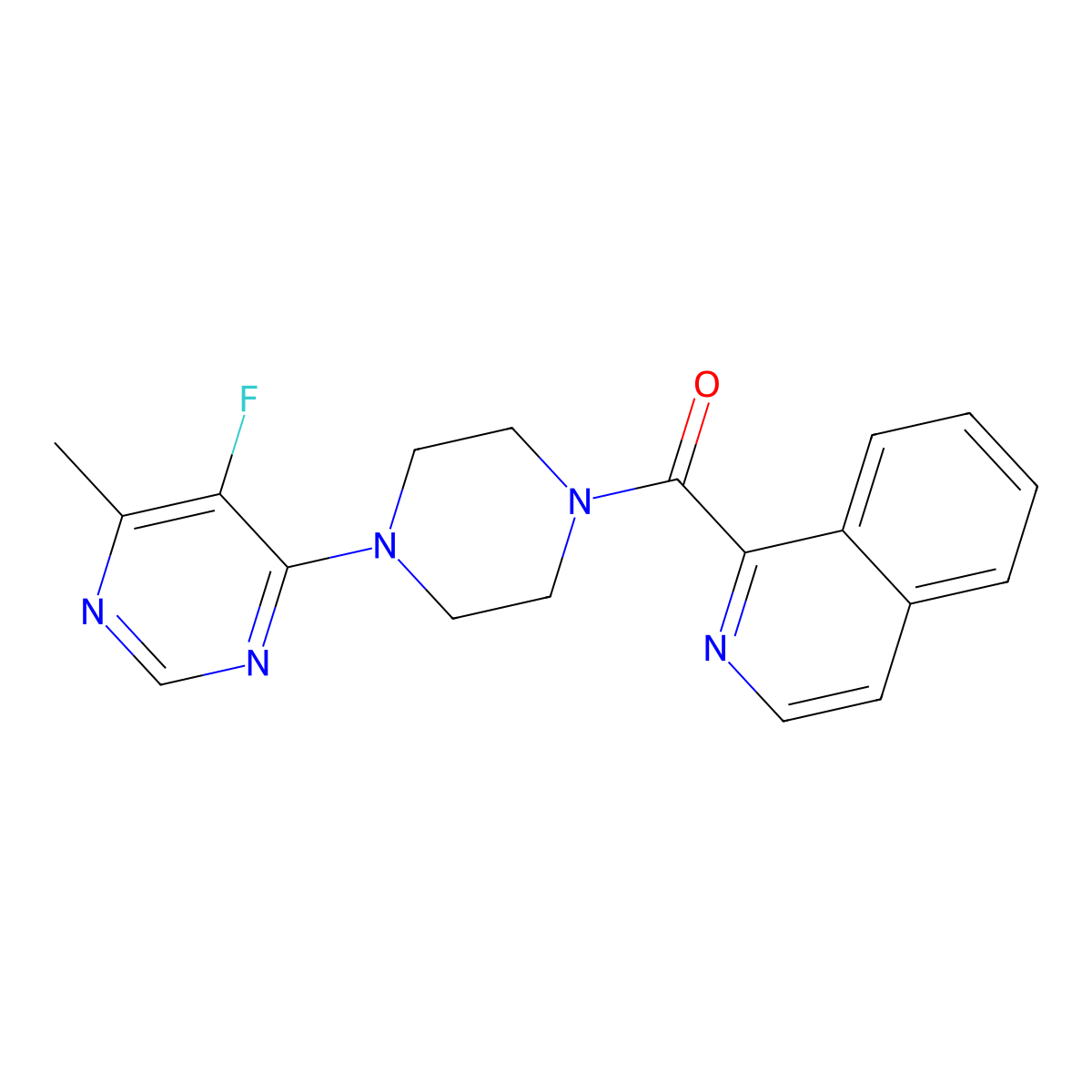 1-[4-(5-Fluoro-6-methylpyrimidin-4-yl)piperazine-1-carbonyl]isoquinoline molecular structure, CAS 2415552-10-0