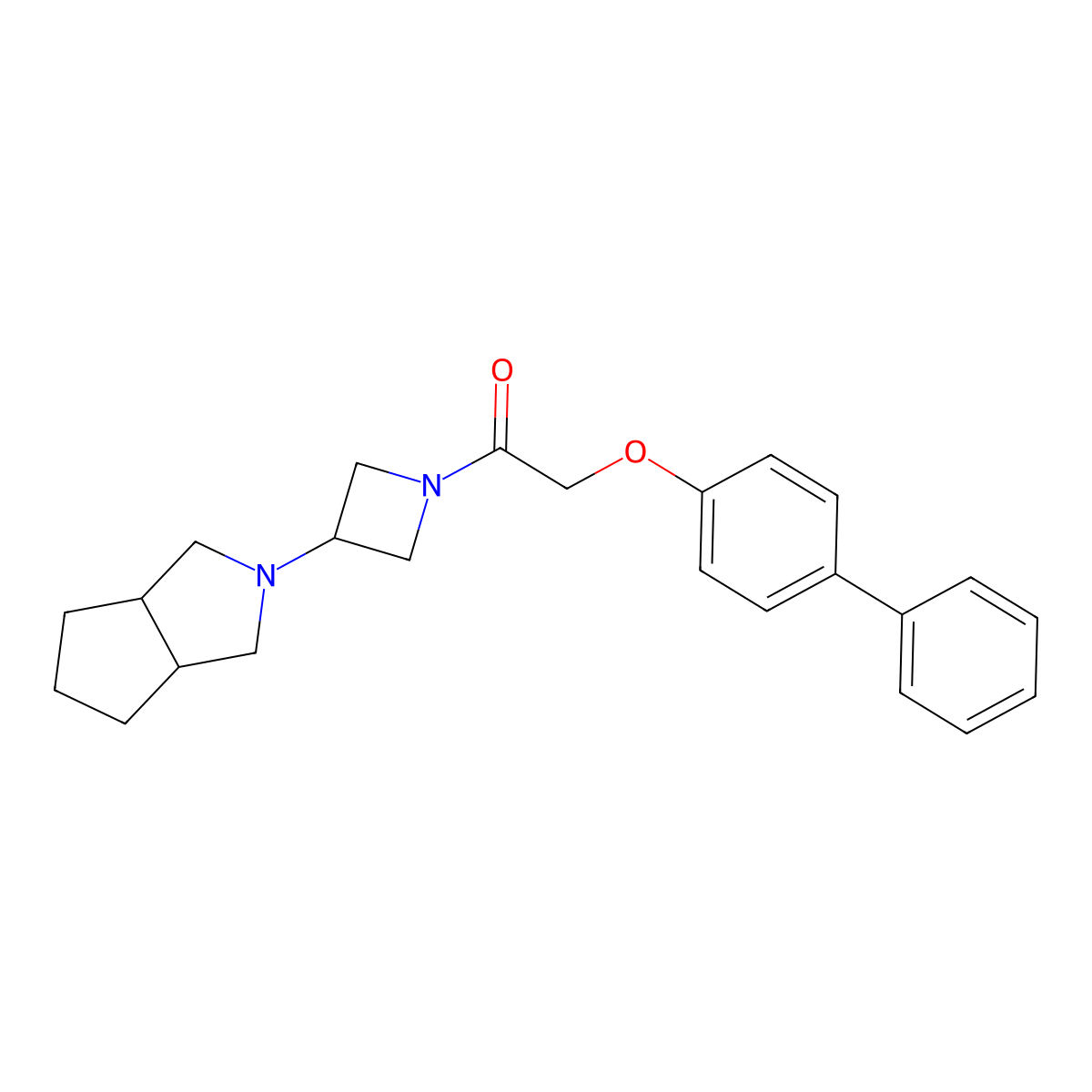 2-{[1,1'-Biphenyl]-4-yloxy}-1-(3-{octahydrocyclopenta[c]pyrrol-2-yl}azetidin-1-yl)ethan-1-one molecular structure, CAS 2415552-11-1