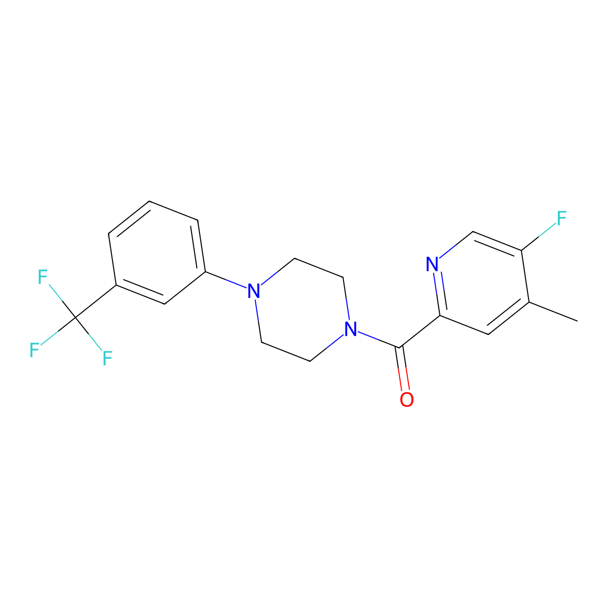 1-(5-Fluoro-4-methylpyridine-2-carbonyl)-4-[3-(trifluoromethyl)phenyl]piperazine molecular structure, CAS 2415552-15-5