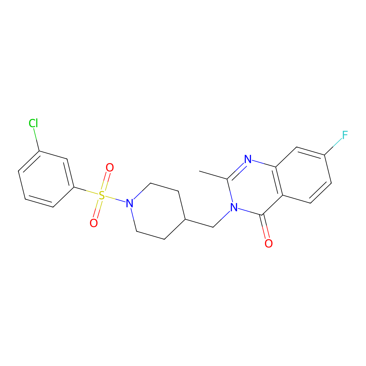 3-{[1-(3-Chlorobenzenesulfonyl)piperidin-4-yl]methyl}-7-fluoro-2-methyl-3,4-dihydroquinazolin-4-one molecular structure, CAS 2415552-18-8