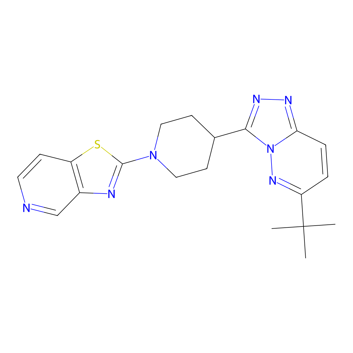 4-{6-Tert-butyl-[1,2,4]triazolo[4,3-b]pyridazin-3-yl}-1-{[1,3]thiazolo[4,5-c]pyridin-2-yl}piperidine molecular structure, CAS 2415552-21-3