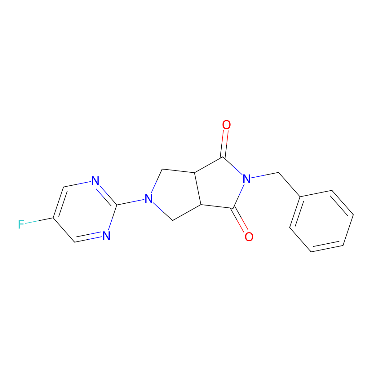 2-Benzyl-5-(5-fluoropyrimidin-2-yl)-octahydropyrrolo[3,4-c]pyrrole-1,3-dione molecular structure, CAS 2415552-22-4