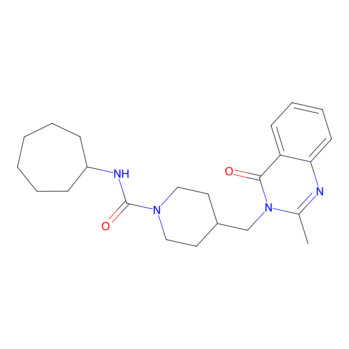 N-cycloheptyl-4-[(2-methyl-4-oxo-3,4-dihydroquinazolin-3-yl)methyl]piperidine-1-carboxamide molecular structure, CAS 2415552-23-5