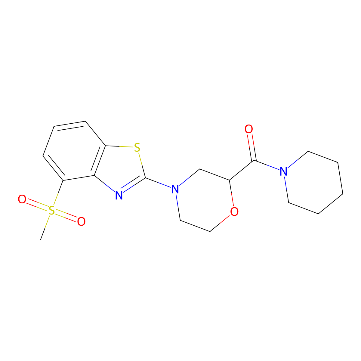 4-Methanesulfonyl-2-[2-(piperidine-1-carbonyl)morpholin-4-yl]-1,3-benzothiazole molecular structure, CAS 2415552-24-6