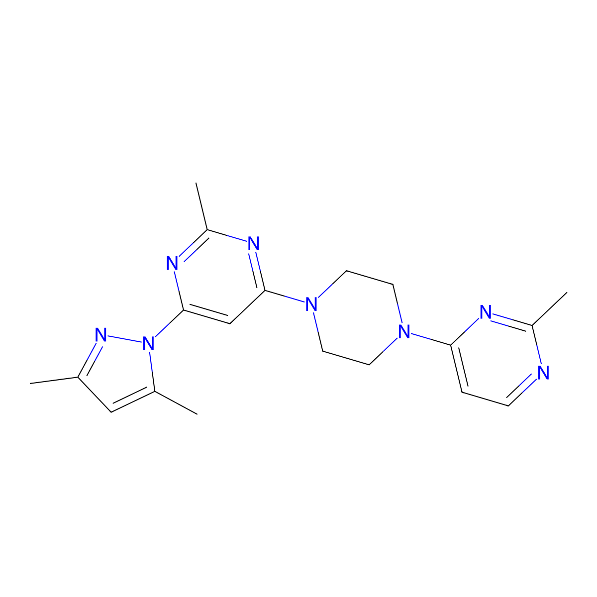 4-(3,5-dimethyl-1H-pyrazol-1-yl)-2-methyl-6-[4-(2-methylpyrimidin-4-yl)piperazin-1-yl]pyrimidine molecular structure, CAS 2415552-26-8