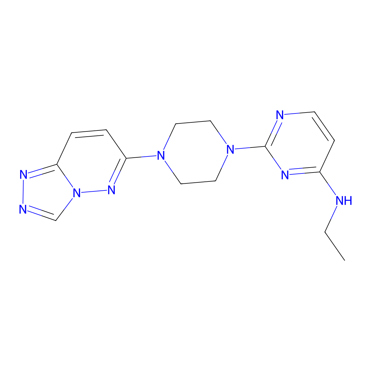 N-ethyl-2-(4-{[1,2,4]triazolo[4,3-b]pyridazin-6-yl}piperazin-1-yl)pyrimidin-4-amine molecular structure, CAS 2415552-29-1