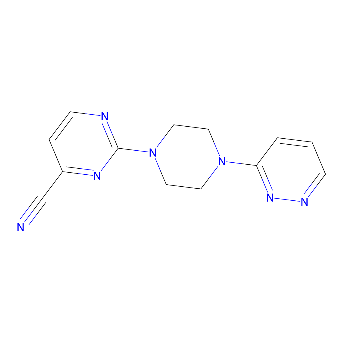 2-[4-(Pyridazin-3-yl)piperazin-1-yl]pyrimidine-4-carbonitrile molecular structure, CAS 2415552-30-4
