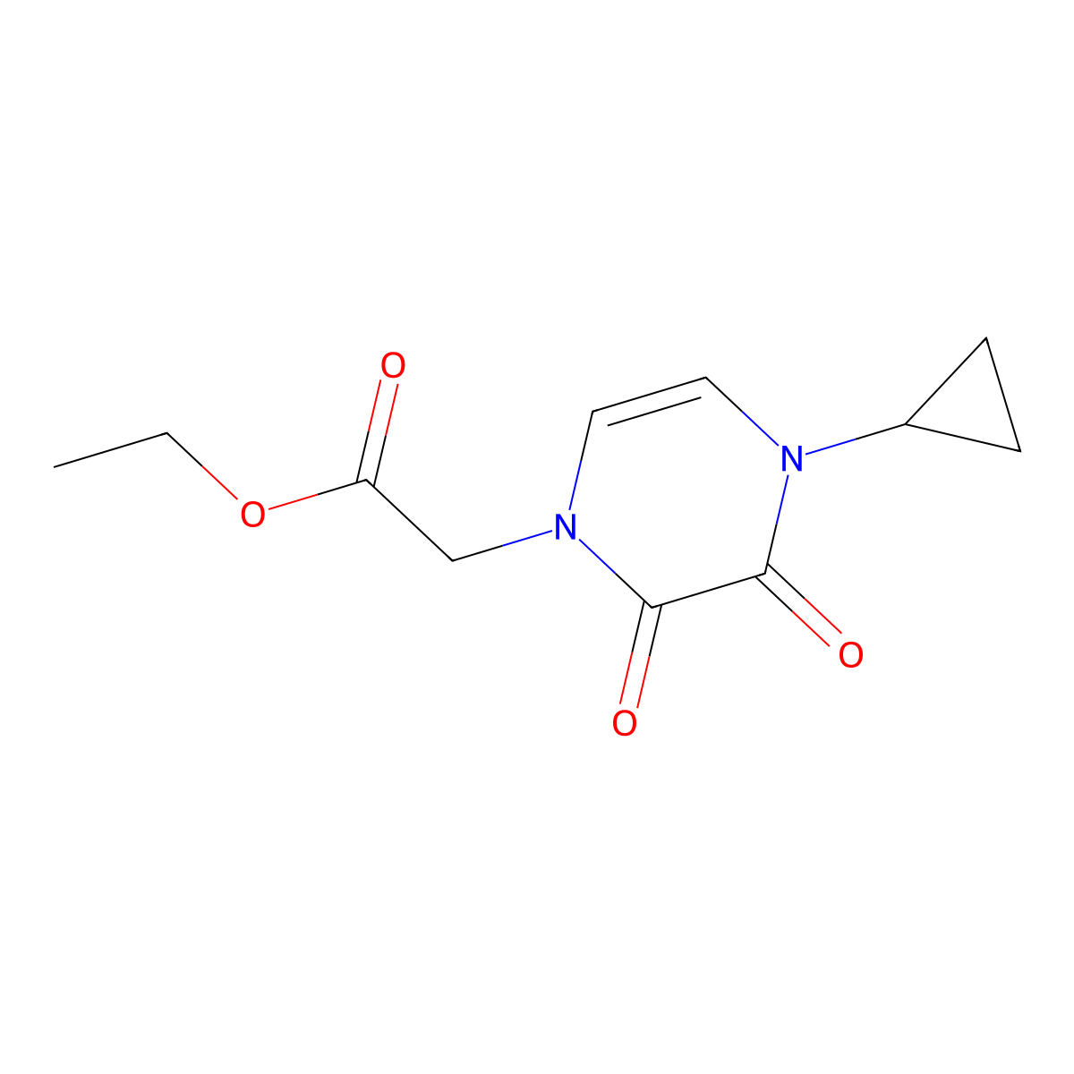 Ethyl 2-(4-cyclopropyl-2,3-dioxopyrazin-1-yl)acetate molecular structure, CAS 2415552-32-6