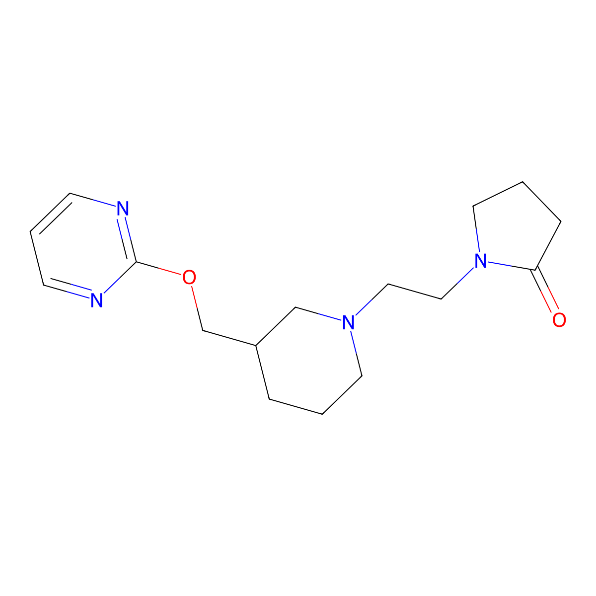 1-(2-{3-[(Pyrimidin-2-yloxy)methyl]piperidin-1-yl}ethyl)pyrrolidin-2-one molecular structure, CAS 2415552-34-8