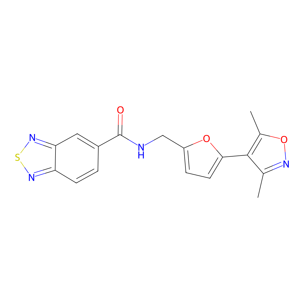 N-{[5-(3,5-dimethyl-1,2-oxazol-4-yl)furan-2-yl]methyl}-2,1,3-benzothiadiazole-5-carboxamide molecular structure, CAS 2415552-41-7