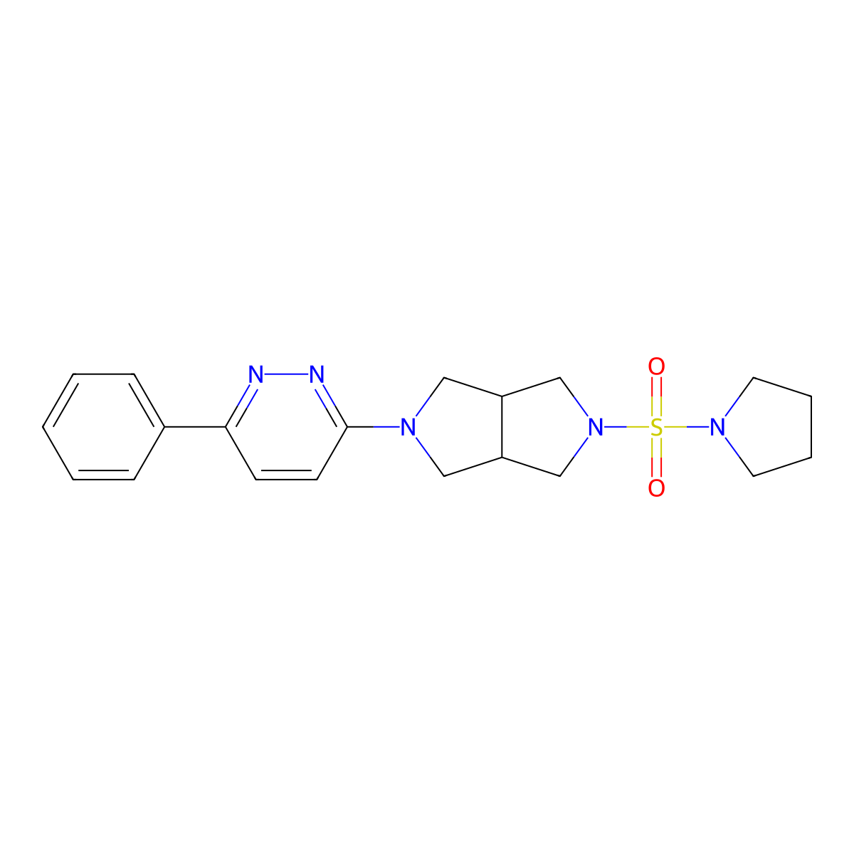 3-Phenyl-6-[5-(pyrrolidine-1-sulfonyl)-octahydropyrrolo[3,4-c]pyrrol-2-yl]pyridazine molecular structure, CAS 2415552-42-8