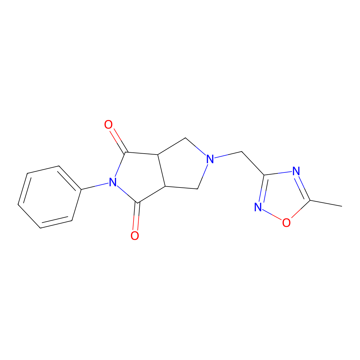 5-[(5-Methyl-1,2,4-oxadiazol-3-yl)methyl]-2-phenyl-octahydropyrrolo[3,4-c]pyrrole-1,3-dione molecular structure, CAS 2415552-43-9