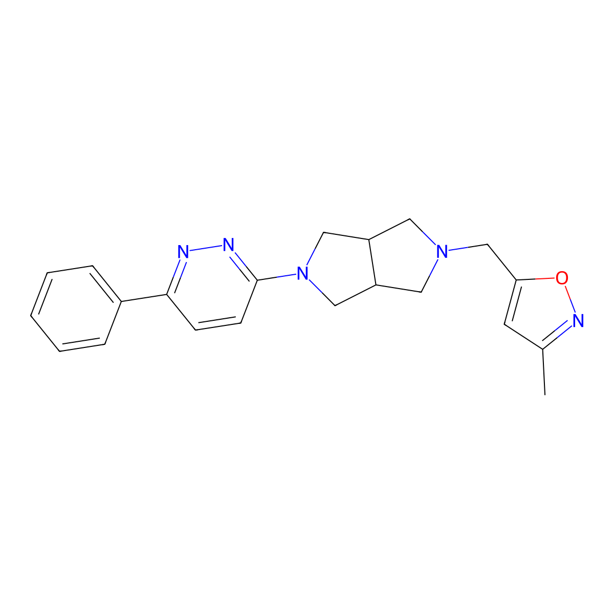 3-{5-[(3-Methyl-1,2-oxazol-5-yl)methyl]-octahydropyrrolo[3,4-c]pyrrol-2-yl}-6-phenylpyridazine molecular structure, CAS 2415552-45-1