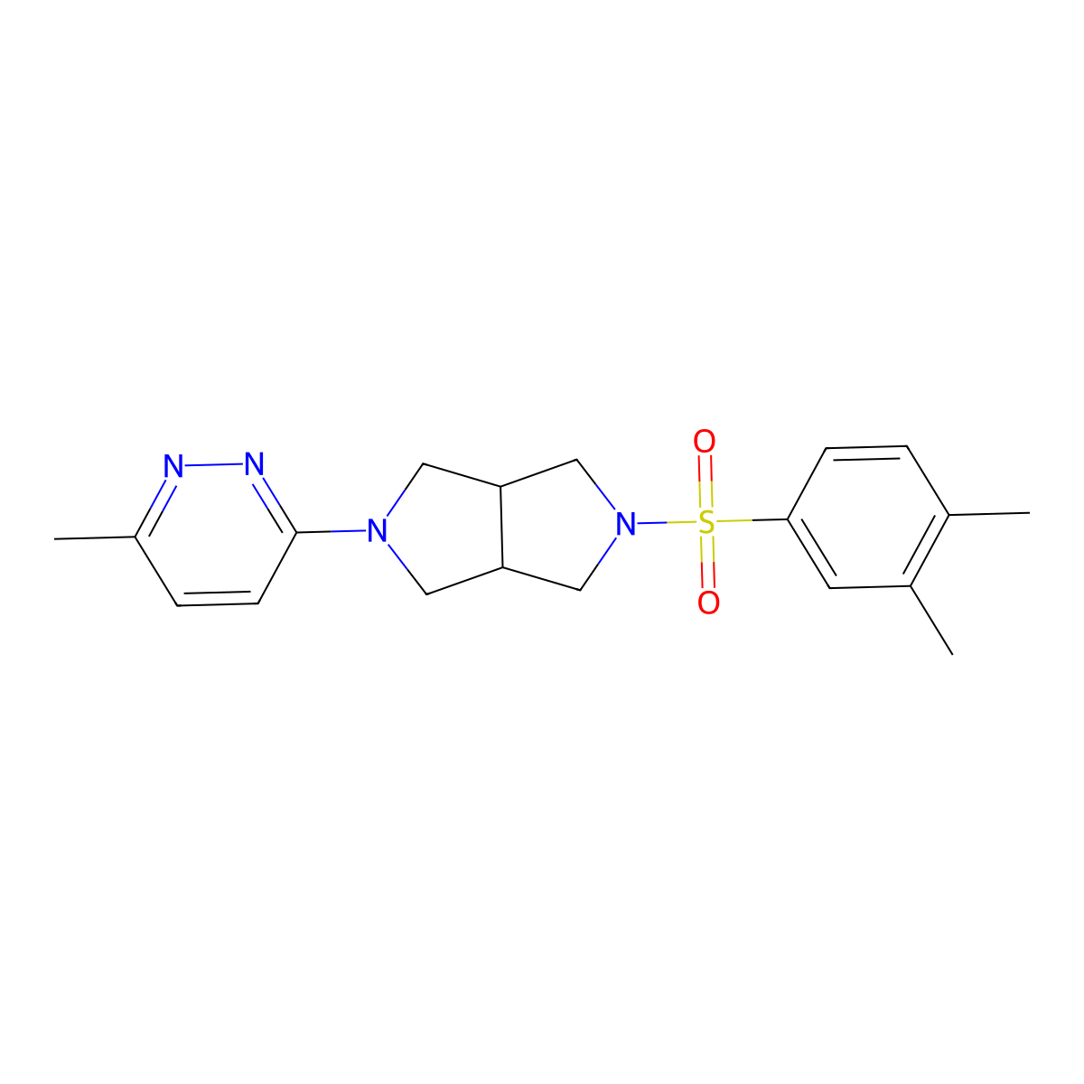 3-[5-(3,4-Dimethylbenzenesulfonyl)-octahydropyrrolo[3,4-c]pyrrol-2-yl]-6-methylpyridazine molecular structure, CAS 2415552-48-4