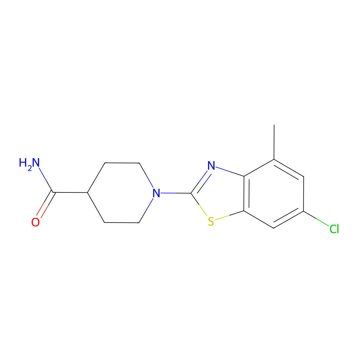 1-(6-Chloro-4-methyl-1,3-benzothiazol-2-yl)piperidine-4-carboxamide molecular structure, CAS 2415552-52-0