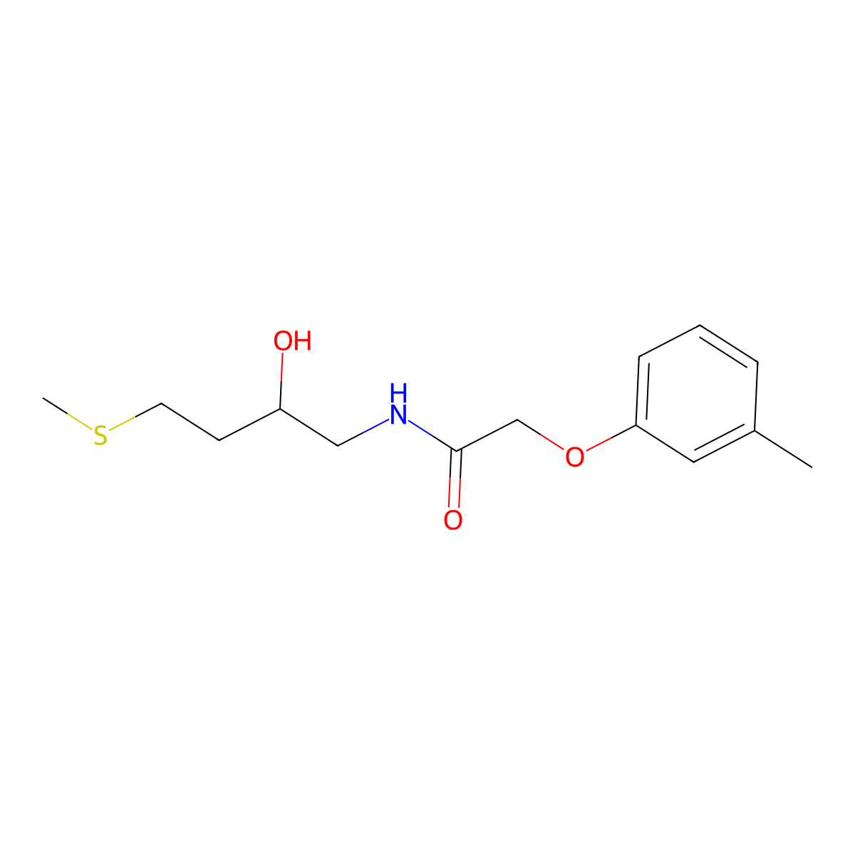n-[2-Hydroxy-4-(methylsulfanyl)butyl]-2-(3-methylphenoxy)acetamide molecular structure, CAS 2415552-53-1