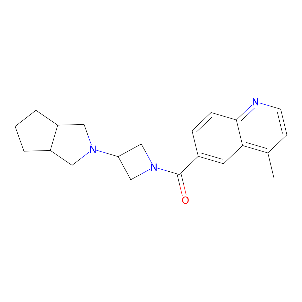 4-Methyl-6-(3-{octahydrocyclopenta[c]pyrrol-2-yl}azetidine-1-carbonyl)quinoline molecular structure, CAS 2415552-59-7