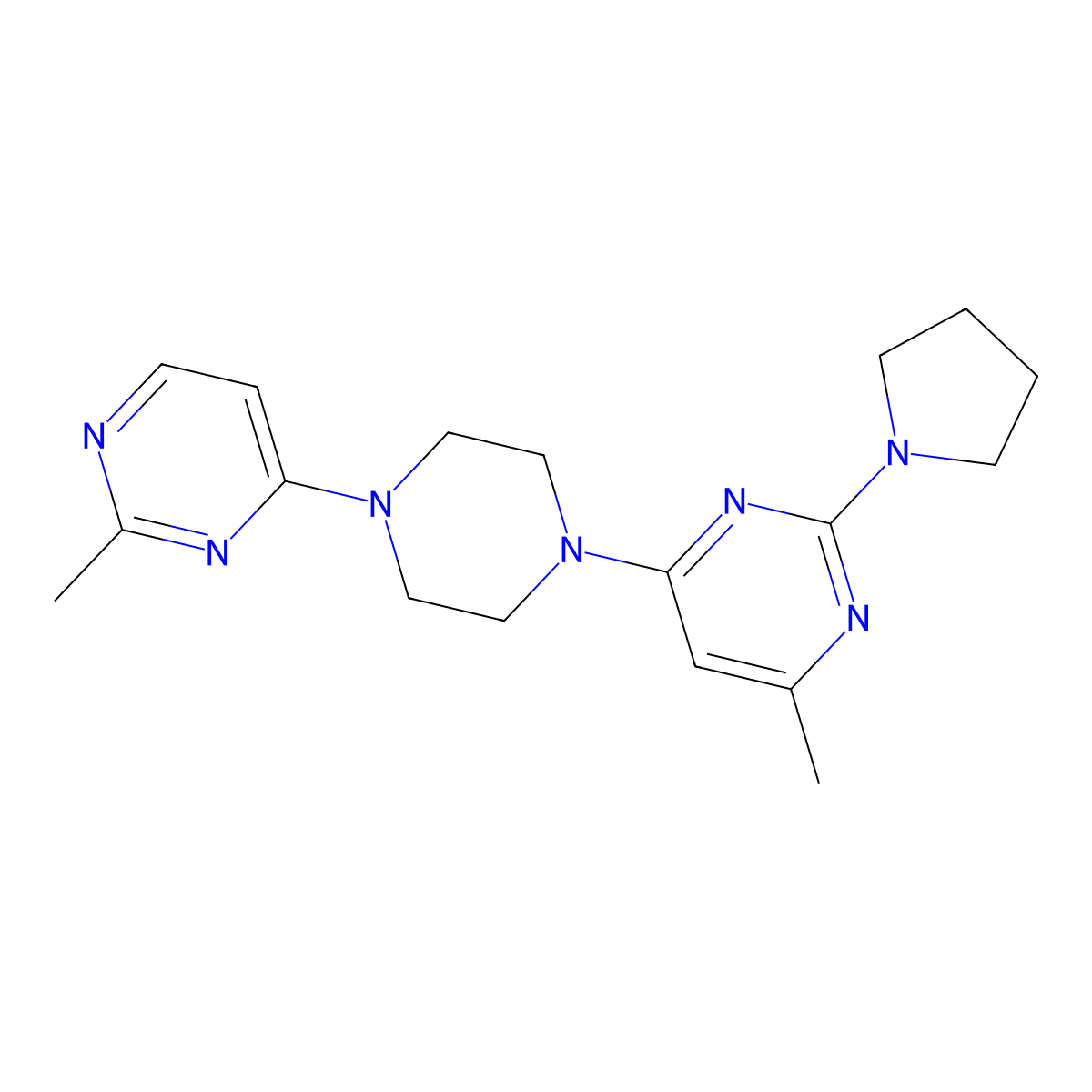 4-Methyl-6-[4-(2-methylpyrimidin-4-yl)piperazin-1-yl]-2-(pyrrolidin-1-yl)pyrimidine molecular structure, CAS 2415552-60-0