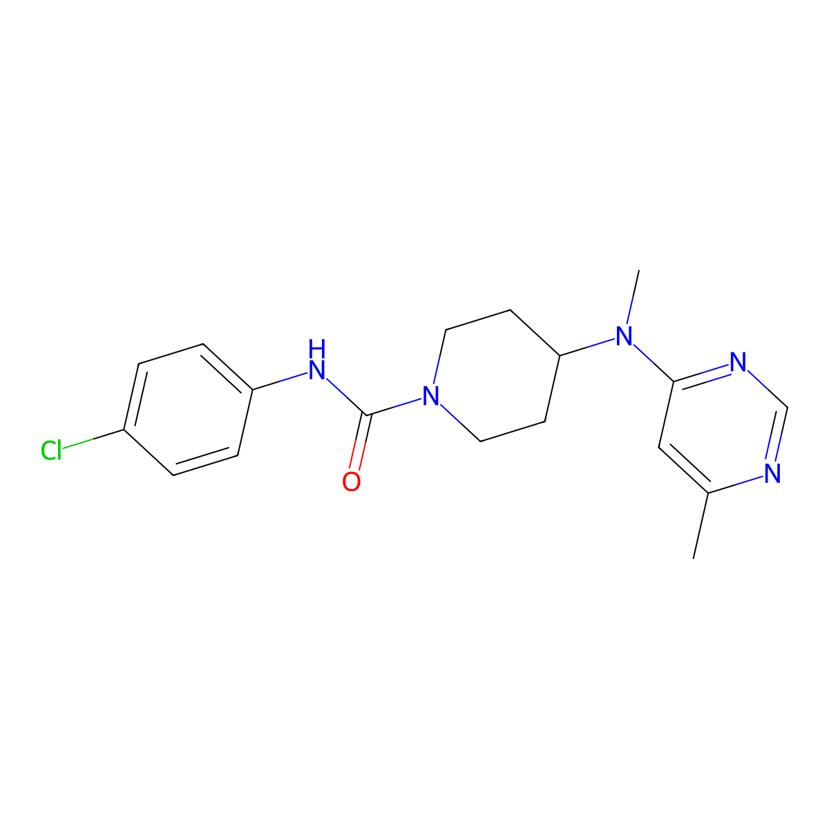 N-(4-chlorophenyl)-4-[methyl(6-methylpyrimidin-4-yl)amino]piperidine-1-carboxamide molecular structure, CAS 2415552-67-7