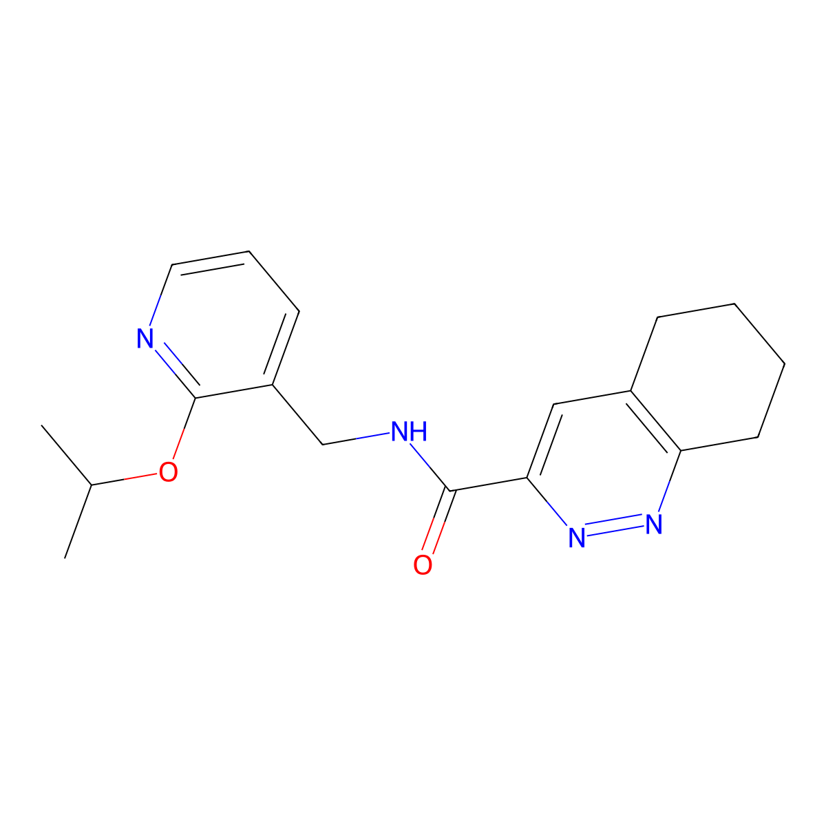 N-{[2-(propan-2-yloxy)pyridin-3-yl]methyl}-5,6,7,8-tetrahydrocinnoline-3-carboxamide molecular structure, CAS 2415552-70-2