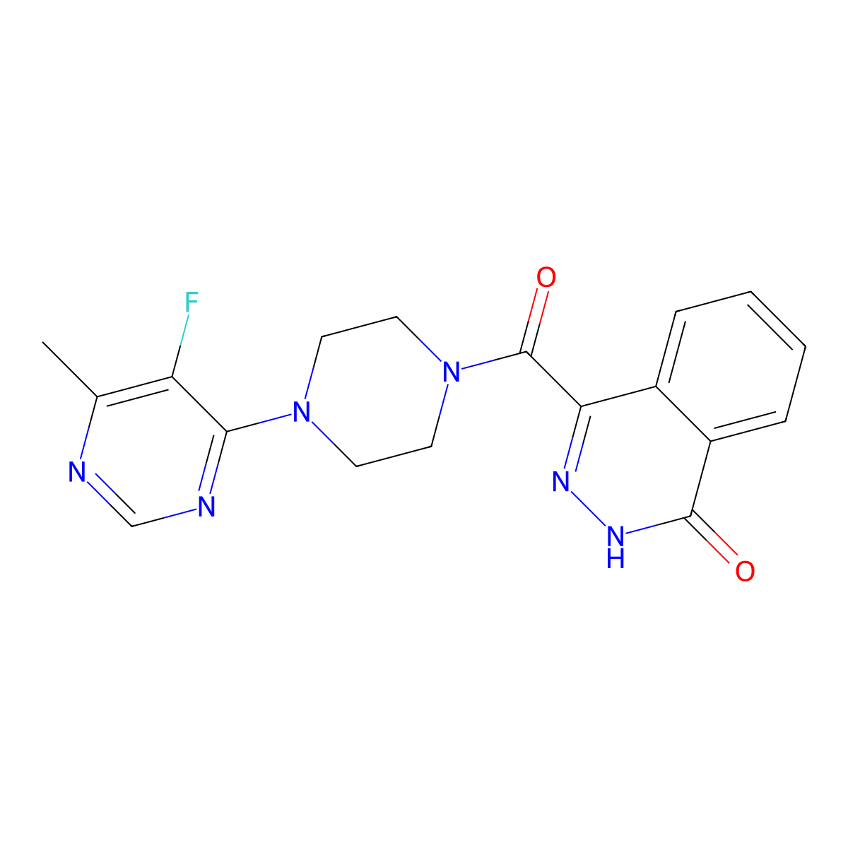 4-[4-(5-Fluoro-6-methylpyrimidin-4-yl)piperazine-1-carbonyl]-1,2-dihydrophthalazin-1-one molecular structure, CAS 2415552-72-4