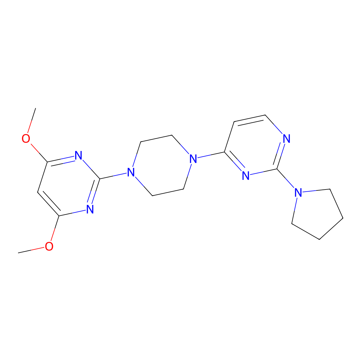 4-[4-(4,6-Dimethoxypyrimidin-2-yl)piperazin-1-yl]-2-(pyrrolidin-1-yl)pyrimidine molecular structure, CAS 2415552-75-7
