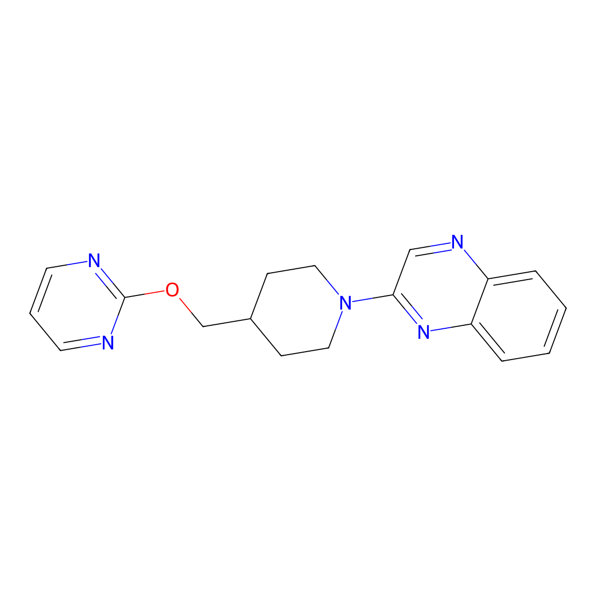 2-{4-[(Pyrimidin-2-yloxy)methyl]piperidin-1-yl}quinoxaline molecular structure, CAS 2415552-77-9