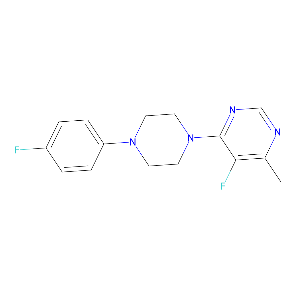 5-Fluoro-4-[4-(4-fluorophenyl)piperazin-1-yl]-6-methylpyrimidine molecular structure, CAS 2415552-81-5