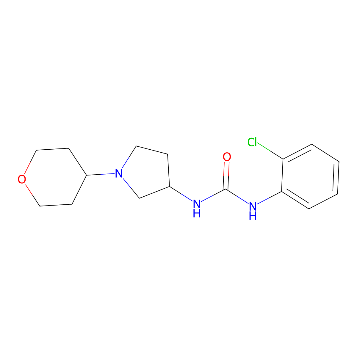 1-(2-Chlorophenyl)-3-[1-(oxan-4-yl)pyrrolidin-3-yl]urea molecular structure, CAS 2415552-83-7