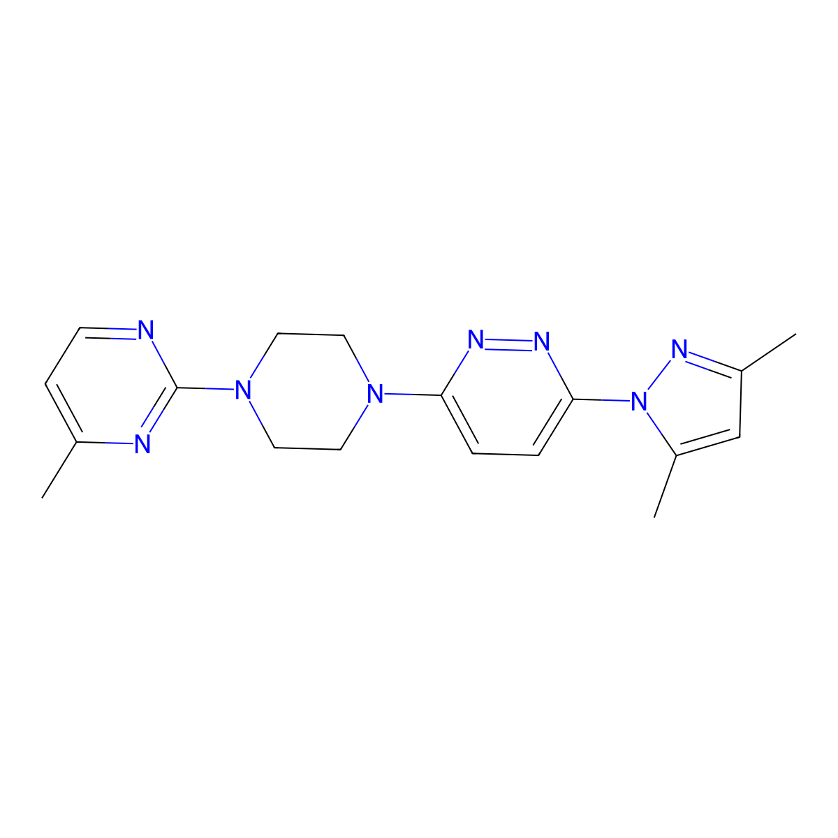 3-(3,5-dimethyl-1H-pyrazol-1-yl)-6-[4-(4-methylpyrimidin-2-yl)piperazin-1-yl]pyridazine molecular structure, CAS 2415552-85-9