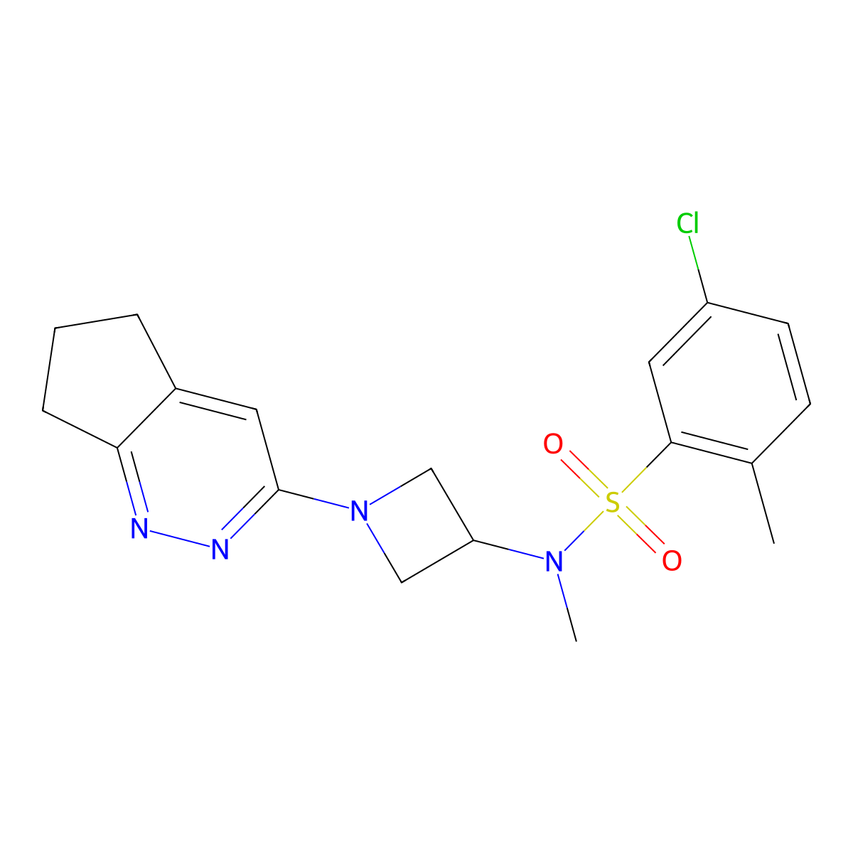 5-chloro-N-(1-{5H,6H,7H-cyclopenta[c]pyridazin-3-yl}azetidin-3-yl)-N,2-dimethylbenzene-1-sulfonamide molecular structure, CAS 2415552-86-0