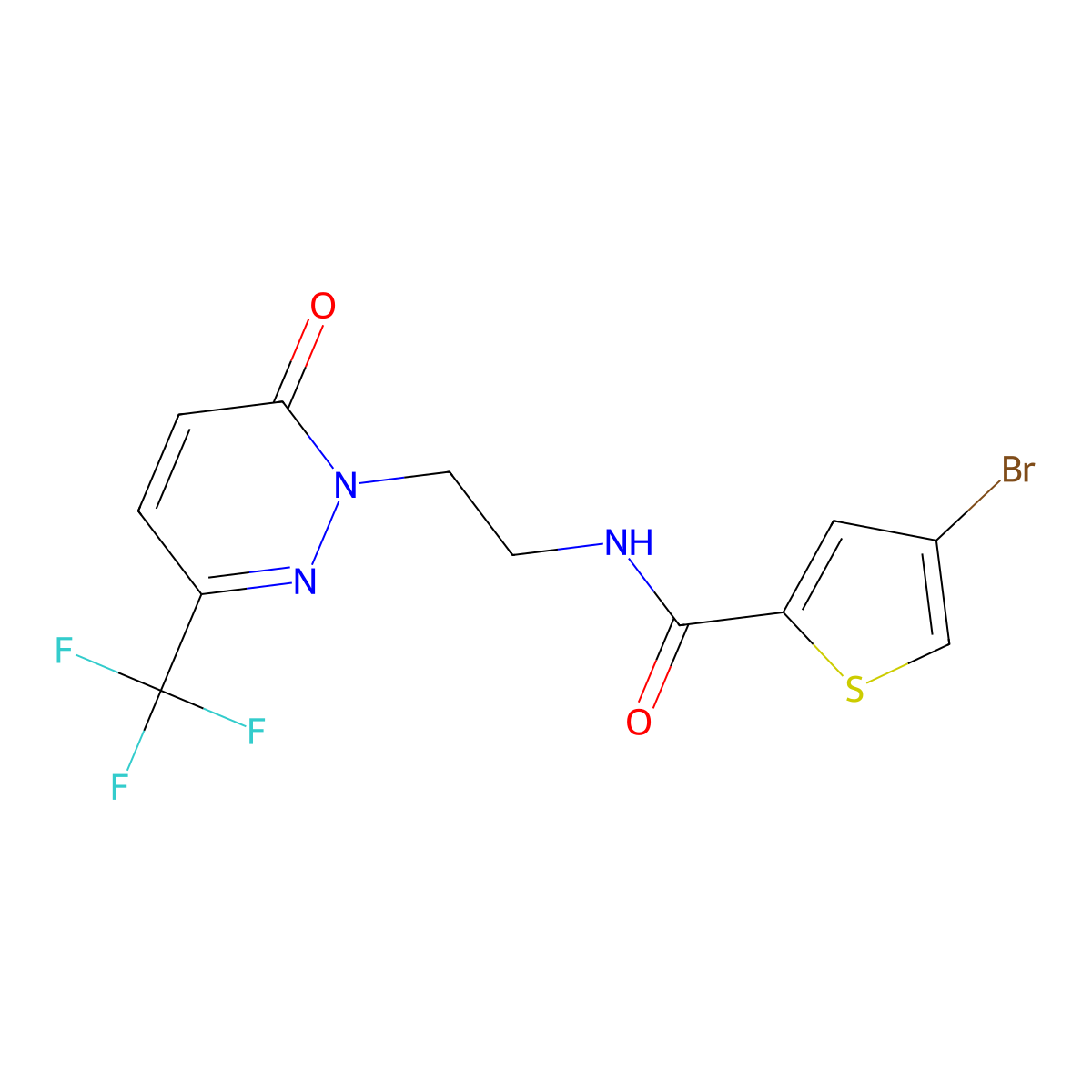 4-bromo-N-{2-[6-oxo-3-(trifluoromethyl)-1,6-dihydropyridazin-1-yl]ethyl}thiophene-2-carboxamide molecular structure, CAS 2415552-91-7