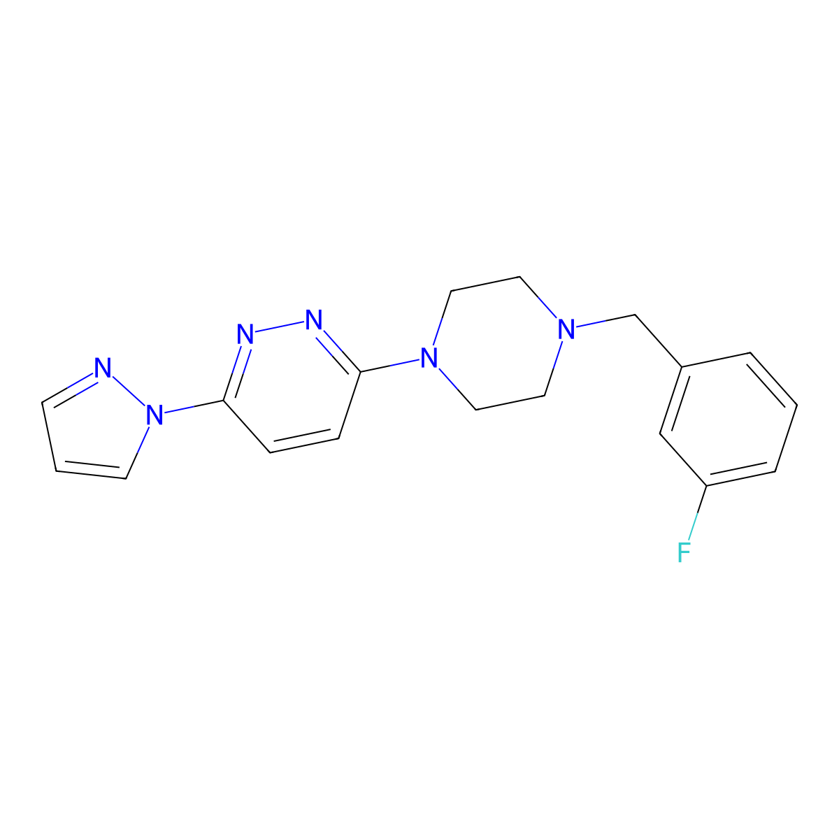 3-{4-[(3-fluorophenyl)methyl]piperazin-1-yl}-6-(1H-pyrazol-1-yl)pyridazine molecular structure, CAS 2415552-94-0