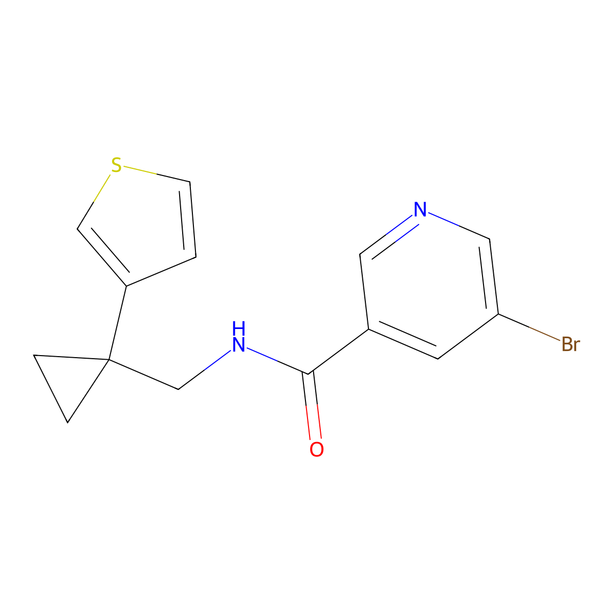 5-bromo-N-{[1-(thiophen-3-yl)cyclopropyl]methyl}pyridine-3-carboxamide molecular structure, CAS 2415552-97-3