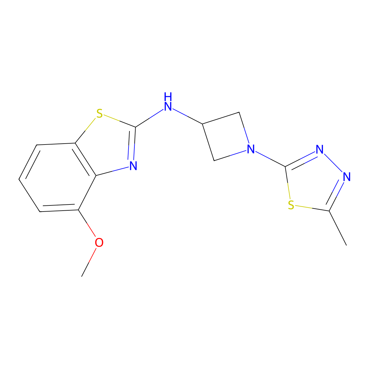 4-methoxy-N-[1-(5-methyl-1,3,4-thiadiazol-2-yl)azetidin-3-yl]-1,3-benzothiazol-2-amine molecular structure, CAS 2415553-02-3