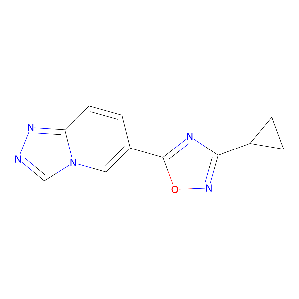 3-Cyclopropyl-5-{[1,2,4]triazolo[4,3-a]pyridin-6-yl}-1,2,4-oxadiazole molecular structure, CAS 2415553-03-4