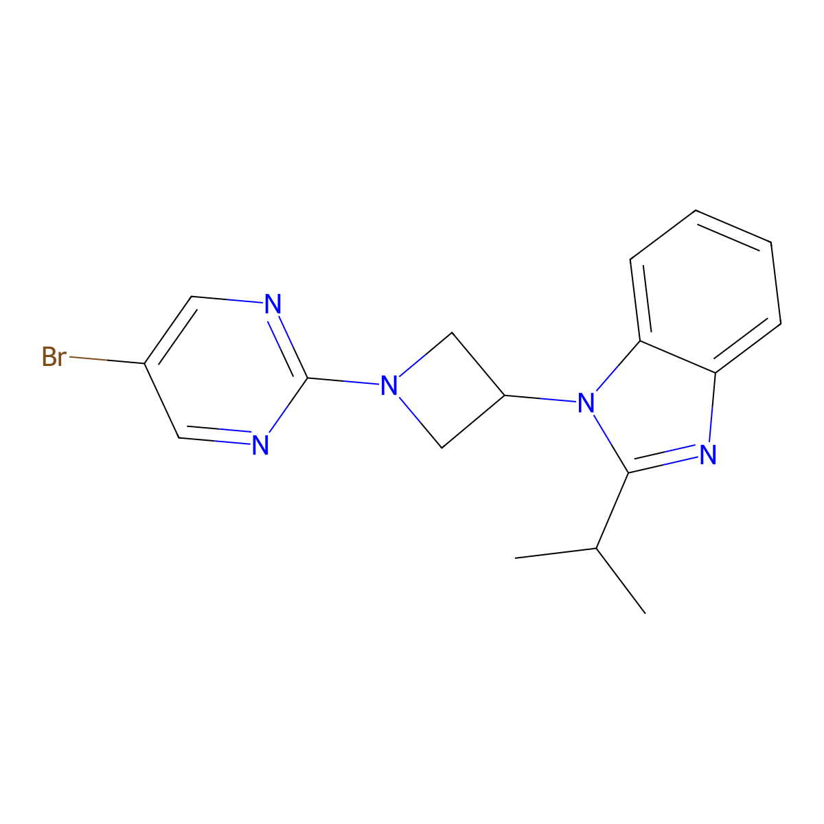1-[1-(5-bromopyrimidin-2-yl)azetidin-3-yl]-2-(propan-2-yl)-1H-1,3-benzodiazole molecular structure, CAS 2415553-16-9