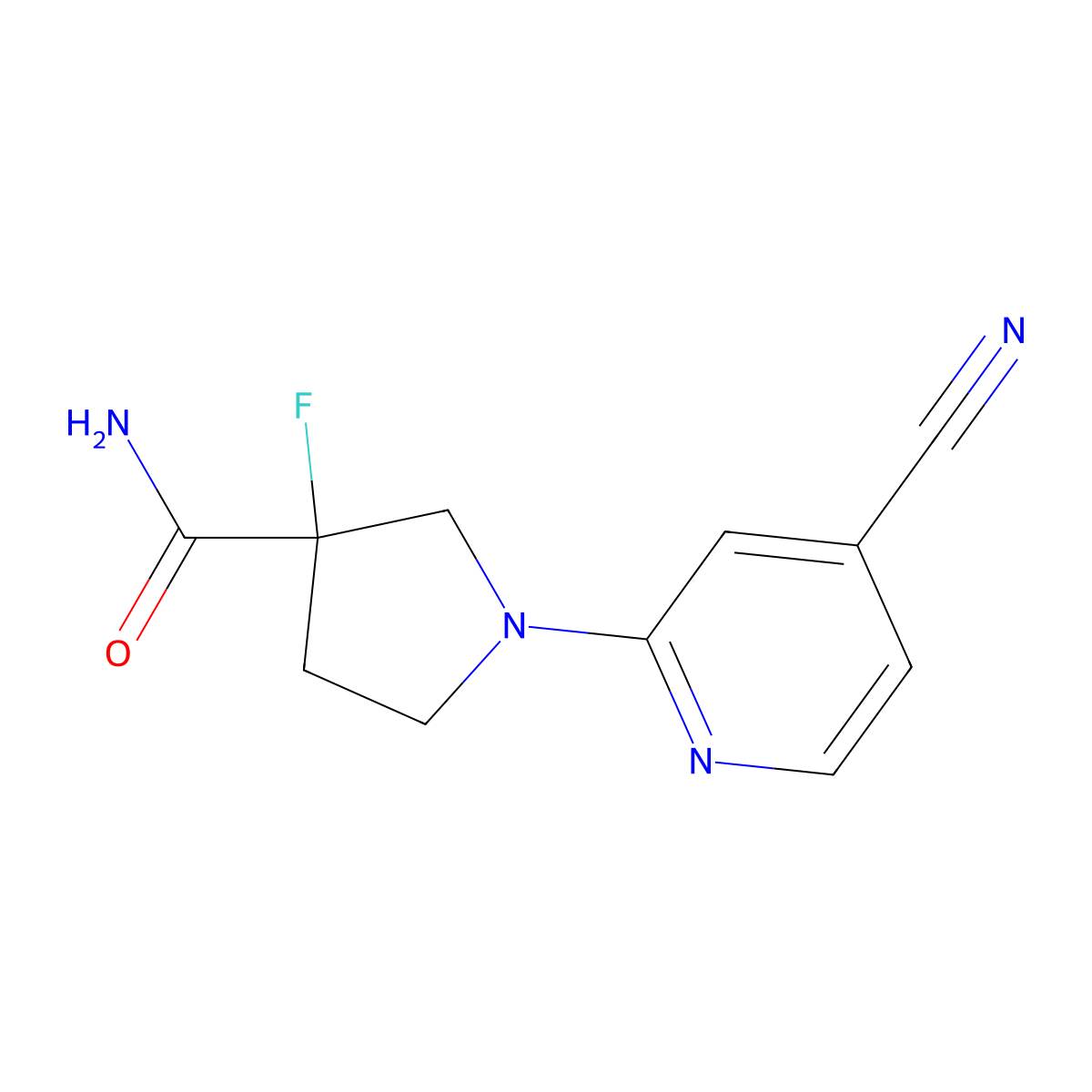 1-(4-Cyanopyridin-2-yl)-3-fluoropyrrolidine-3-carboxamide molecular structure, CAS 2415553-18-1