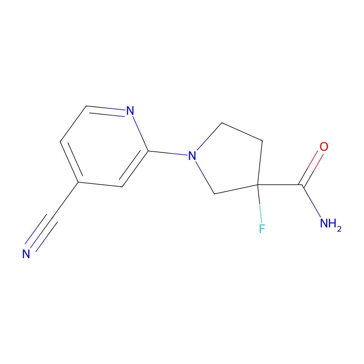 1-(4-Cyanopyridin-2-yl)-3-fluoropyrrolidine-3-carboxamide molecular structure, CAS 2415553-18-1