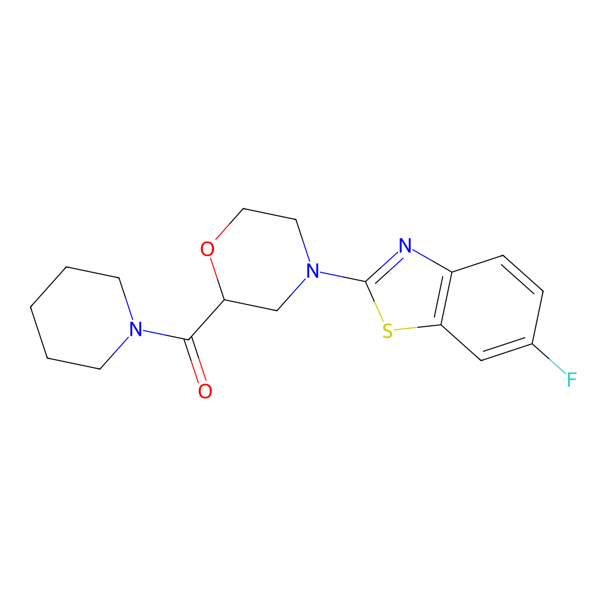 6-Fluoro-2-[2-(piperidine-1-carbonyl)morpholin-4-yl]-1,3-benzothiazole molecular structure, CAS 2415553-19-2