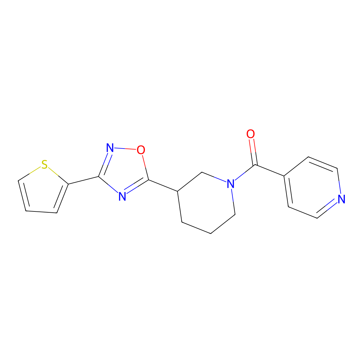 4-{3-[3-(Thiophen-2-yl)-1,2,4-oxadiazol-5-yl]piperidine-1-carbonyl}pyridine molecular structure, CAS 2415553-20-5