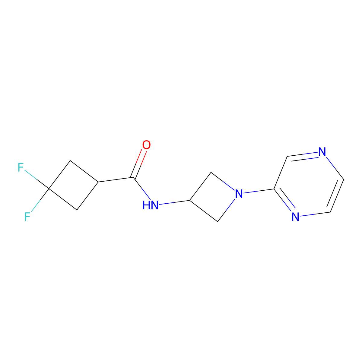 3,3-difluoro-N-[1-(pyrazin-2-yl)azetidin-3-yl]cyclobutane-1-carboxamide molecular structure, CAS 2415553-25-0