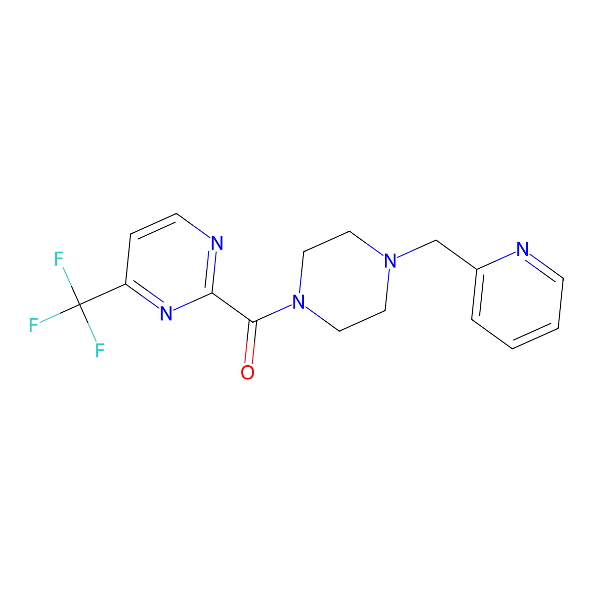 2-{4-[(Pyridin-2-yl)methyl]piperazine-1-carbonyl}-4-(trifluoromethyl)pyrimidine molecular structure, CAS 2415553-26-1