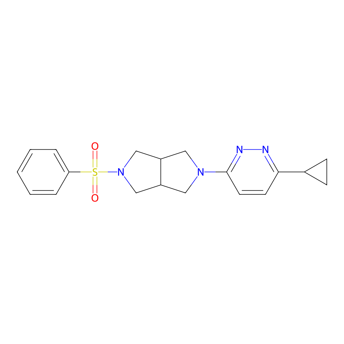 3-[5-(Benzenesulfonyl)-octahydropyrrolo[3,4-c]pyrrol-2-yl]-6-cyclopropylpyridazine molecular structure, CAS 2415553-27-2