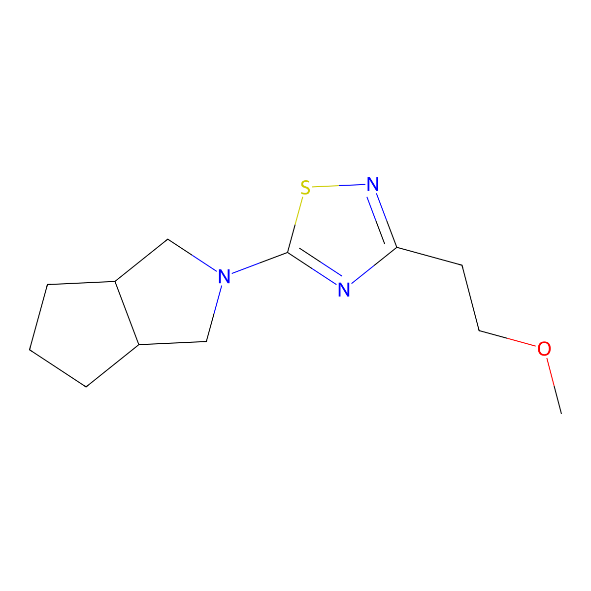 3-(2-Methoxyethyl)-5-{octahydrocyclopenta[c]pyrrol-2-yl}-1,2,4-thiadiazole molecular structure, CAS 2415553-30-7